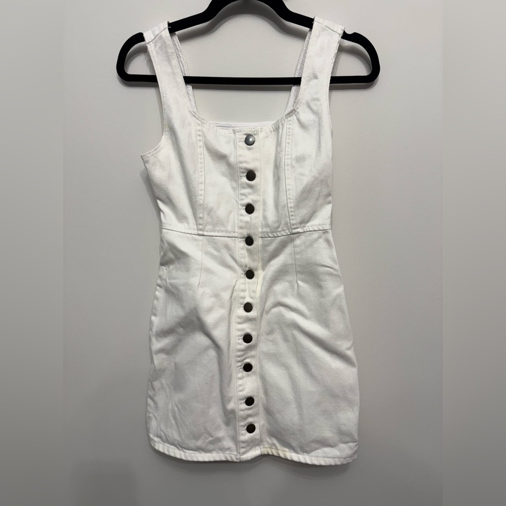 White Button-Down Denim Dress